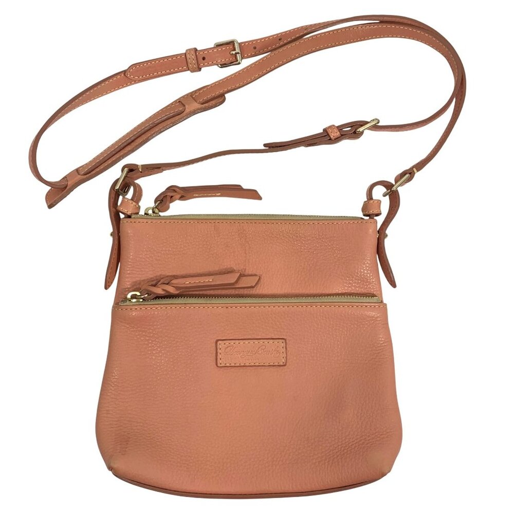Dooney Bourke Dusty Pink Pebble Leather Travel Crossbody Bag  Adj Belt Strap